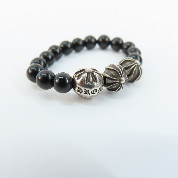 実際に弊社で買取させて頂いたCHROME HEARTS/クロムハーツ 4mm BEADS RING/ブラック ビーズ リング 18号の画像 6枚目