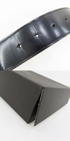 実際に弊社で買取させて頂いた【未使用】mastermind JAPAN/マスターマインドジャパン 喜平チェーン ロゴ刺繍 レザーベルト MC2-BE08-1/Mの画像 8枚目