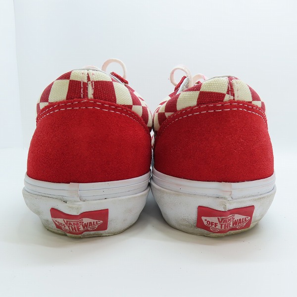 実際に弊社で買取させて頂いたVANS バンズ OFF THE WALL/オフ ザ ウォール ブロックチェック ローカットスニーカー レッド T375/8の画像 1枚目