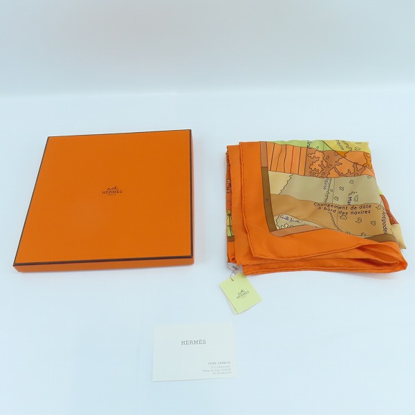 実際に弊社で買取させて頂いた【未使用】HERMES/エルメス カレ90 LE MONDE EST VASTEの画像 6枚目
