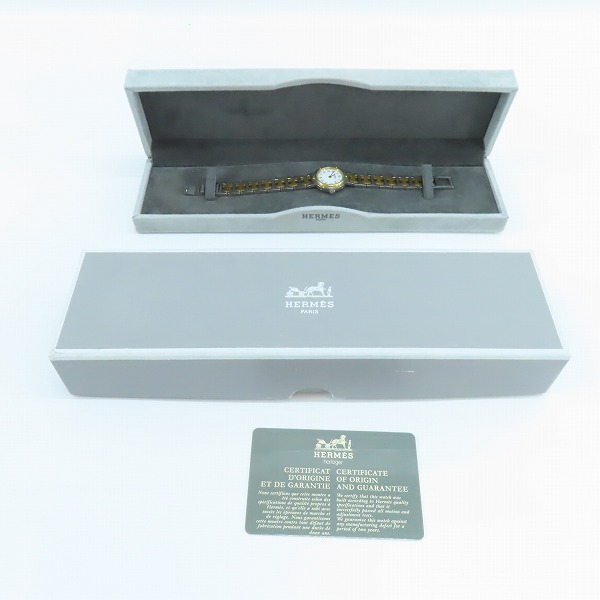 実際に弊社で買取させて頂いたHERMES/エルメス クリッパー クオーツ SS/GP ヴィンテージ 【動作未確認】の画像 9枚目