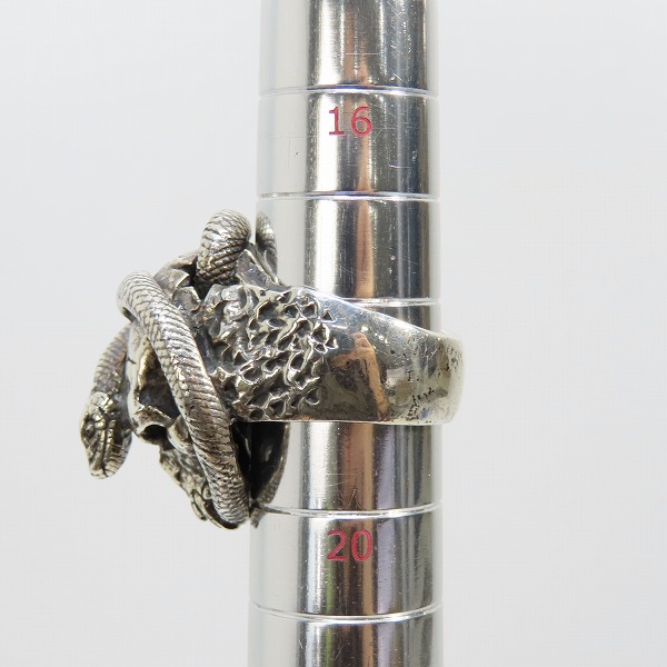 実際に弊社で買取させて頂いたCRAZY PIG DESIGNS/クレイジーピッグ スカル＆スネークリング/18.5-19.5号の画像 7枚目