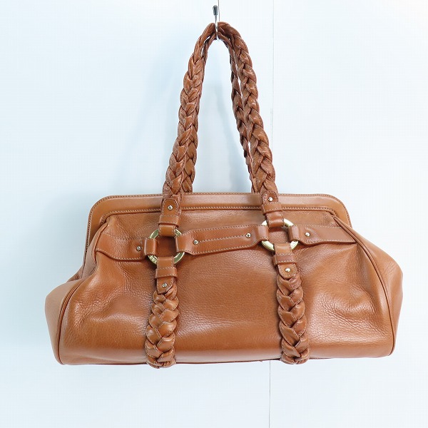 実際に弊社で買取させて頂いたBALLY/バリー 編み込み レザー ハンドバッグ/ボストンバッグ キャメル系の画像 1枚目