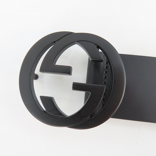 実際に弊社で買取させて頂いたGUCCI/グッチ インターロッキングGバックル レザーベルト 368186 BGH0V 105・42の画像 1枚目