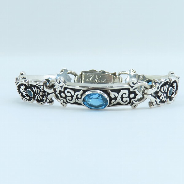 実際に弊社で買取させて頂いた Leathers and Treasures/レザーズアンドトレジャーズ ケルティックヴァインブレスレット w/3ラージストーン ブルートパーズの画像 3枚目