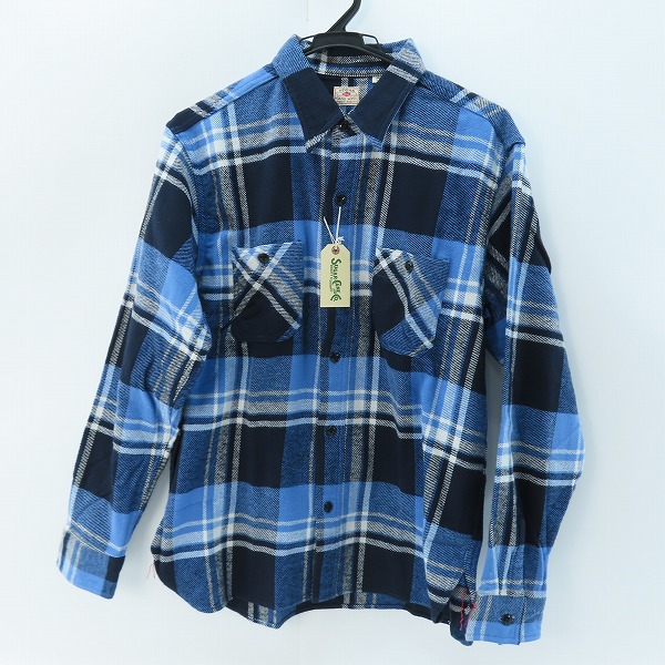 実際に弊社で買取させて頂いた【未使用】 SUGAR CANE/シュガーケーン TWILL CHECK WORK SHIRT/ツイルチェック ワークシャツ/ネルシャツ ブルー SC28740/L