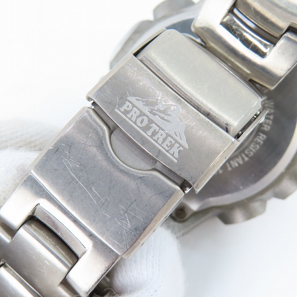 実際に弊社で買取させて頂いたCASIO/カシオ PROTREK SLIM LINE/プロトレック トリプルセンサーVer.3搭載 電波ソーラー 時計/ウォッチ PRW-3100Tの画像 6枚目