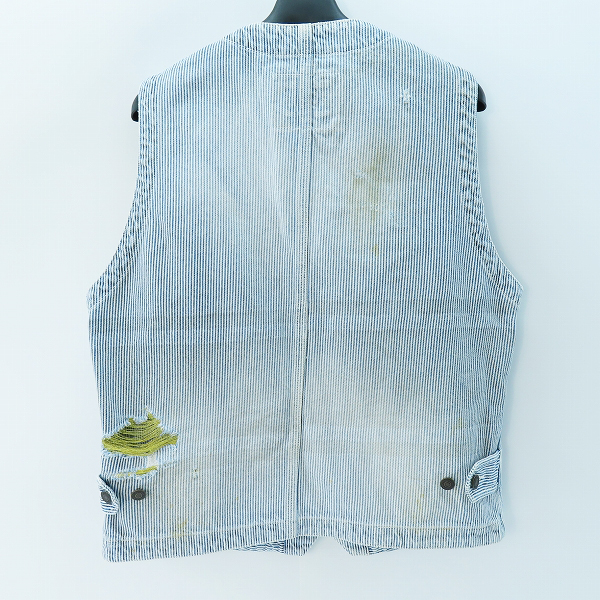 実際に弊社で買取させて頂いたmastermind JAPAN/マスターマインドジャパン radiance期 金ラメ織り込み ヒッコリー柄ジレ/ベスト MY-VE01-02-D/Mの画像 1枚目