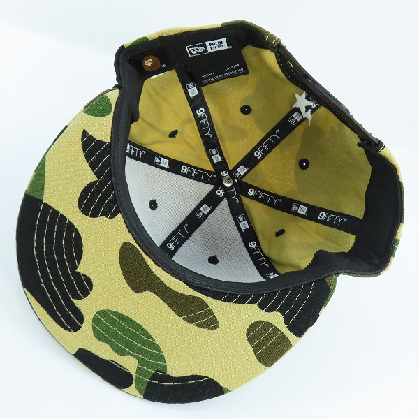 実際に弊社で買取させて頂いたBAPE×NEW ERA/アベイシングエイプ×ニューエラ カモフラ柄 9FIFTY スナップバック ベースボールキャップ Fの画像 4枚目