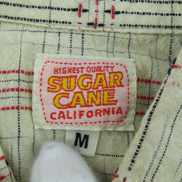 実際に弊社で買取させて頂いたSUGAR CANE/シュガーケーン チェック柄 半袖 ボタン シャツ ベージュ SC33499/Mの画像 2枚目