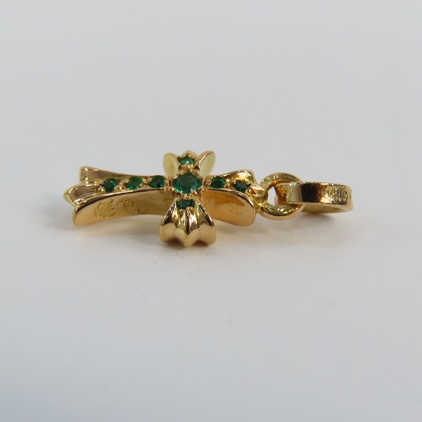 実際に弊社で買取させて頂いた（2）CHROME HEARTS/クロムハーツ 22K BABY FAT/ベビーファットクロス チャーム ｗ/エメラルドの画像 3枚目