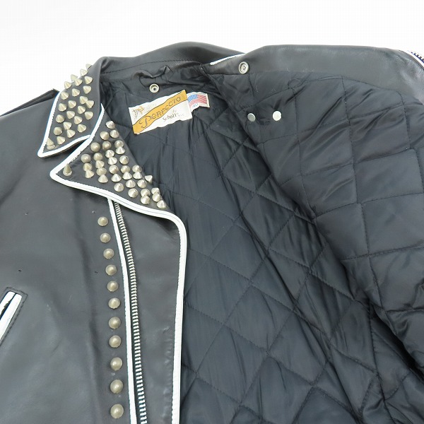 実際に弊社で買取させて頂いたSCHOTT/ショット バイカータグ後期  ダブルライダース スタッズカスタム ジャケット 40の画像 4枚目