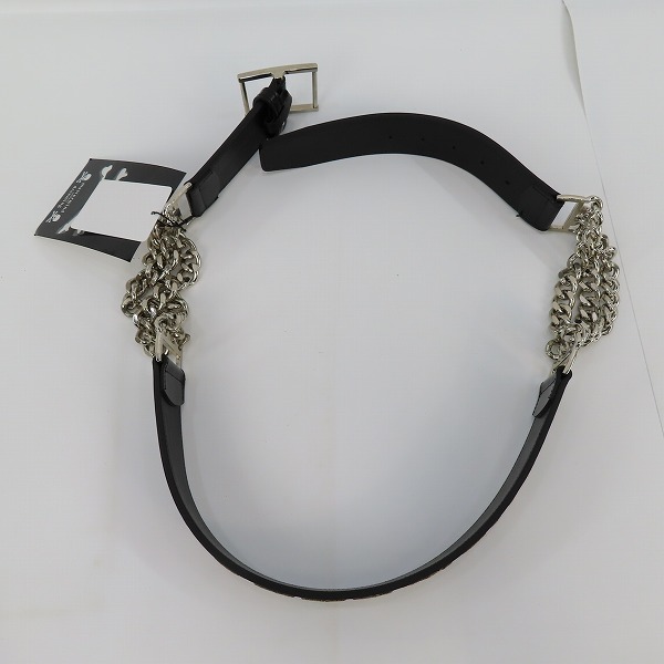 実際に弊社で買取させて頂いた【未使用】mastermind JAPAN/マスターマインドジャパン 喜平チェーン ロゴ刺繍 レザーベルト MC2-BE08-1/Mの画像 6枚目