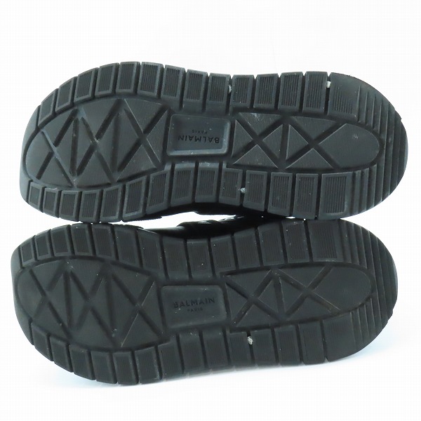 実際に弊社で買取させて頂いたBALMAIN/バルマン レザー ハイカット ロゴ ベルト スニーカーブラック SM0C172/42の画像 2枚目