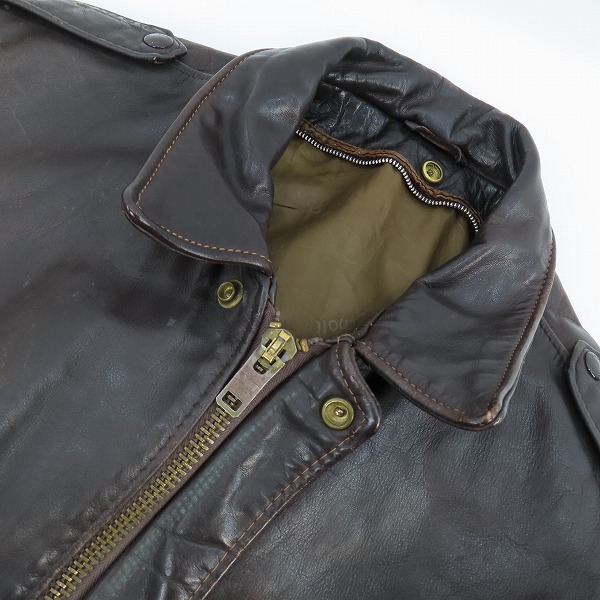 実際に弊社で買取させて頂いた【難有】Schott/ショット 184SM A2 レザーフライトジャケット /48の画像 5枚目