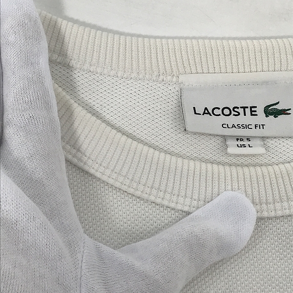 実際に弊社で買取させて頂いたLACOSTE/ラコステ 鹿の子地 ロングスリーブTシャツ ホワイト TH074EL /Lの画像 5枚目