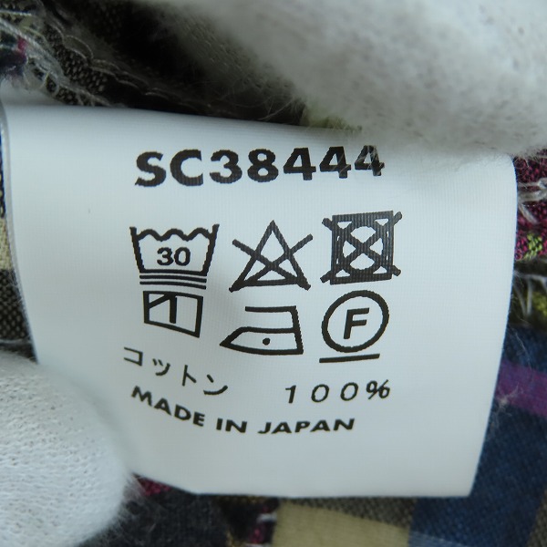 実際に弊社で買取させて頂いたSUGAR CANE/シュガーケーン チェック柄 パッチワーク 半袖 ボタン シャツ ネイビー SC38444/Mの画像 3枚目