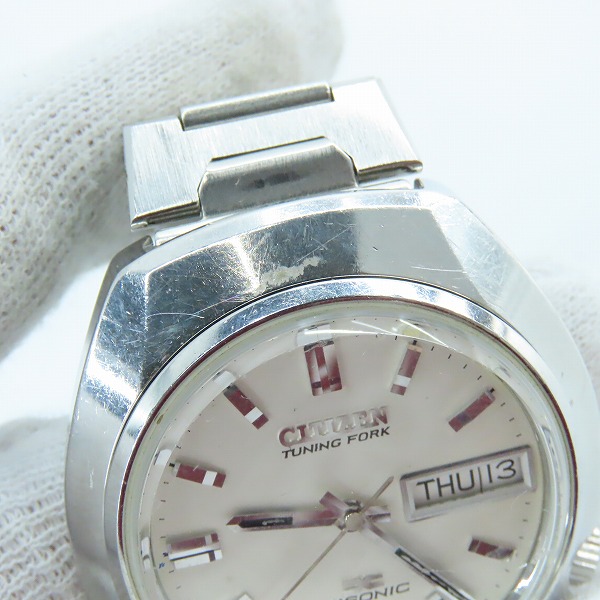 実際に弊社で買取させて頂いたCITIZEN/シチズン TUNING FORK/チューニングフォーク HISONIC/ハイソニック 時計/ウォッチ 3701-370155TA 【動作未確認】の画像 6枚目
