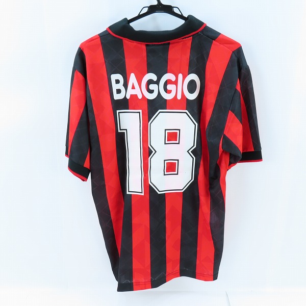 実際に弊社で買取させて頂いたlotto/ロット 94/95 ACミラン ロベルト・バッジョ #18 ホーム 長袖ユニフォーム/Lの画像 1枚目