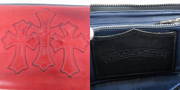 実際に弊社で買取させて頂いた【インボイス原本】CHROME HEARTS/クロムハーツ REC F 3PTCH/REC-F ZIP 3セメタリークロスパッチ ウォレット  レッドの画像 5枚目