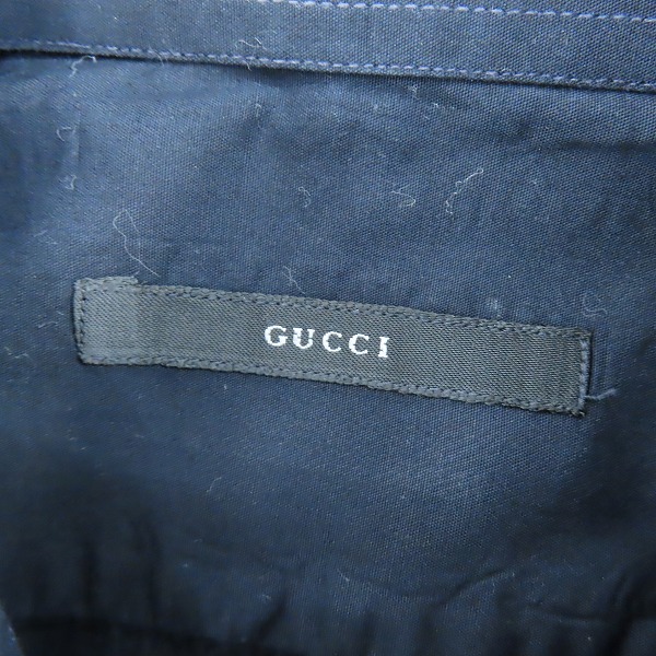 実際に弊社で買取させて頂いたGUCCI/グッチ 長袖シャツ ダークネイビー/38の画像 2枚目