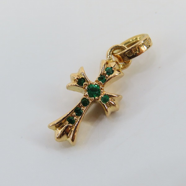 実際に弊社で買取させて頂いた（1）CHROME HEARTS/クロムハーツ 22K BABY FAT/ベビーファットクロス チャーム ｗ/エメラルド
