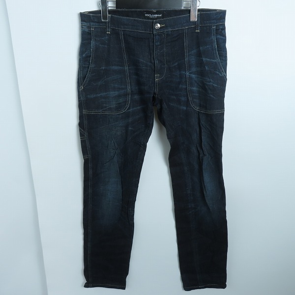 実際に弊社で買取させて頂いたDOLCE&GABBANA/ドルチェ&ガッバーナ 14GOLD メタルロゴプレート ペインター デニムパンツ/ジーンズ G3FFLP/G8I36/50