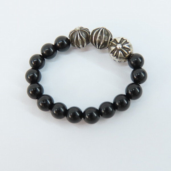 実際に弊社で買取させて頂いたCHROME HEARTS/クロムハーツ 4mm BEADS RING/ブラック ビーズ リング 18号の画像 5枚目