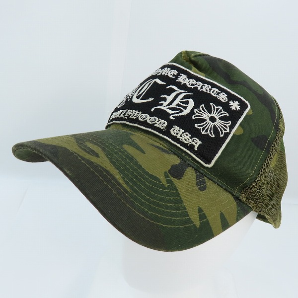 実際に弊社で買取させて頂いたCHROME HEARTS/クロムハーツ TRUCKER CAP/カモフラ/迷彩 CHクロスボタン トラッカー メッシュキャップ/4