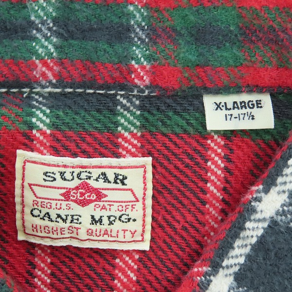 実際に弊社で買取させて頂いた【未使用】 SUGAR CANE/シュガーケーン TWILL CHECK WORK SHIRT/ツイルチェック ワークシャツ/ネルシャツ レッド SC28501/XLの画像 2枚目