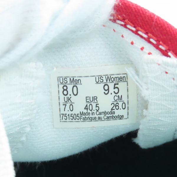 実際に弊社で買取させて頂いたVANS/バンズ OFF THE WALL/オフ ザ ウォール スリッポン/シューズ  751505/26の画像 5枚目