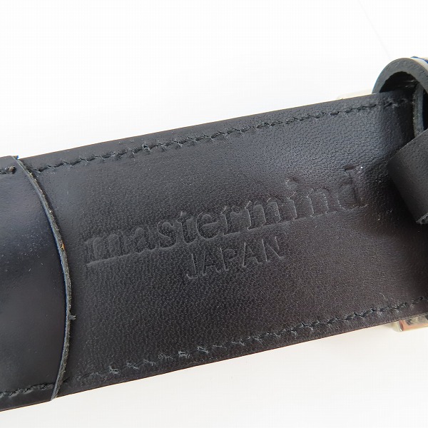 実際に弊社で買取させて頂いた【未使用】mastermind JAPAN/マスターマインドジャパン 喜平チェーン ロゴ刺繍 レザーベルト MC2-BE08-1/Mの画像 3枚目