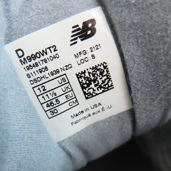 実際に弊社で買取させて頂いたNew balance/ニューバランス Wtaps/ダブルタップス スニーカー M990WT2/30の画像 5枚目