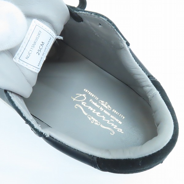 実際に弊社で買取させて頂いたnano universe/ナノユニバース ダメリーノ レザー スニーカー ブラック NUC11SNK002KY /25の画像 4枚目
