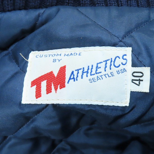 実際に弊社で買取させて頂いたTM ATHLETICS/ティーエムアスレチックス ヴィンテージ/ビンテージ 袖レザースタジャン 40の画像 2枚目