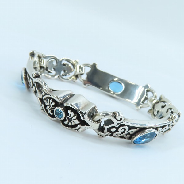 実際に弊社で買取させて頂いた Leathers and Treasures/レザーズアンドトレジャーズ ケルティックヴァインブレスレット w/3ラージストーン ブルートパーズ