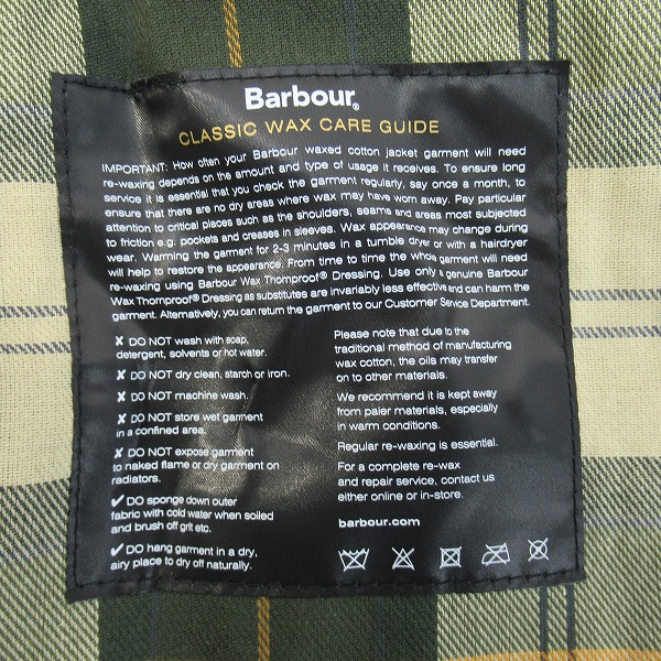 実際に弊社で買取させて頂いた【未使用】Barbour/バブアー OVERSIZED WAX BEDALE/オーバーサイズ ワックス ビデイル 242MWX1679/40の画像 4枚目