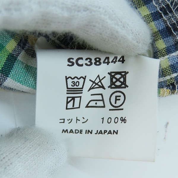 実際に弊社で買取させて頂いたSUGAR CANE/シュガーケーン チェック柄 パッチワーク 半袖 ボタン シャツ グリーン SC38444/Mの画像 3枚目
