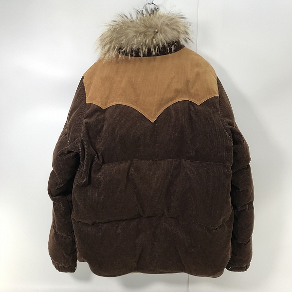 実際に弊社で買取させて頂いたA BATHING APE/アベイシングエイプ ラクーンファー コーデュロイ ダウンジャケット /XLの画像 1枚目