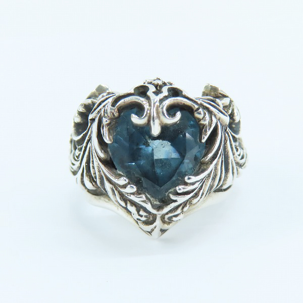 実際に弊社で買取させて頂いた【ギャラ付】Leathers and Treasures/レザーズアンドトレジャーズ ハート スクロールハートストーンリング ｗ/blue 17号-17.5号の画像 1枚目