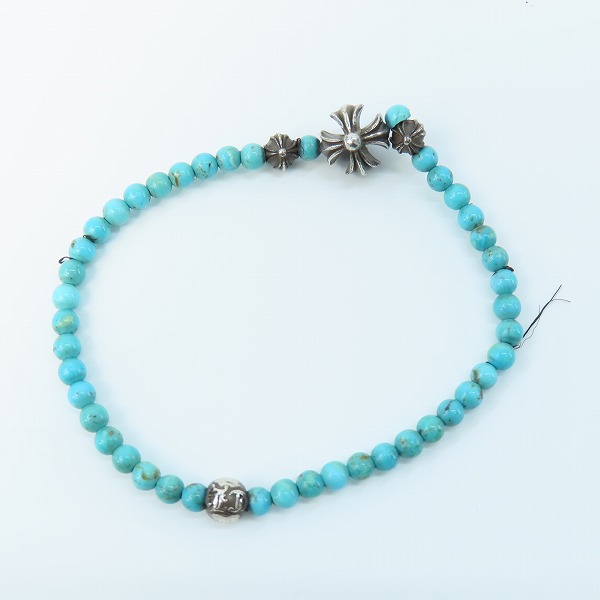 実際に弊社で買取させて頂いたCHROME HEARTS/クロムハーツ 4mmターコイズ ビーズ ブレスレットの画像 3枚目