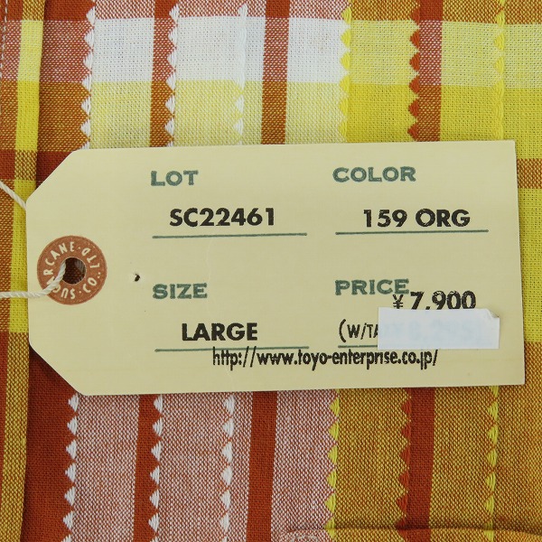 実際に弊社で買取させて頂いた【未使用】 SUGAR CANE/シュガーケーン チェック柄 半袖 ボタン シャツ オレンジ SC22461/Lの画像 5枚目