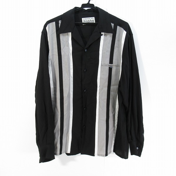 実際に弊社で買取させて頂いたWACKO MARIA/ワコマリア 23AW SWITCHING OPEN COLLAR SHIRT 3トーンカラー オープンカラー 長袖シャツ 23FW-WMS-OC08/M