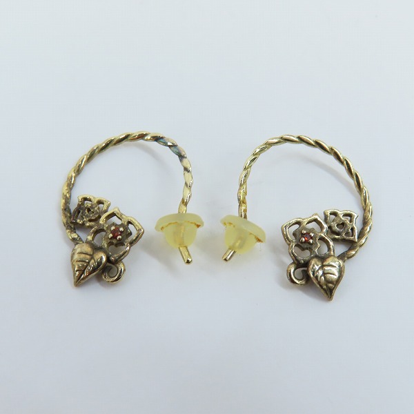 実際に弊社で買取させて頂いた【ギャラ付き】KONRON/コンロン アリスインワンダーランド ハートローズピアスw/レッドダイヤモンドの画像 1枚目