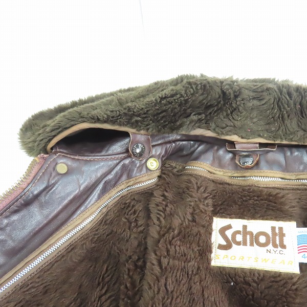 実際に弊社で買取させて頂いたSchott/ショット G-1タイプ ボアライナー付き ミリタリー ジャケット/44の画像 5枚目
