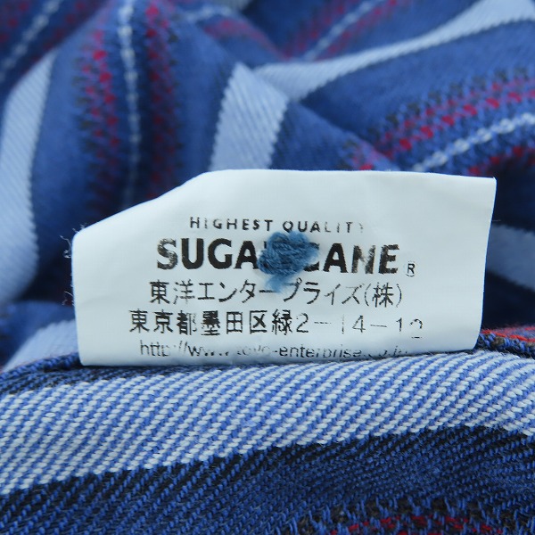 実際に弊社で買取させて頂いた【未使用】 SUGAR CANE/シュガーケーン ストライプ柄 半袖 ボタン シャツ ネイビー SC34554/Mの画像 5枚目