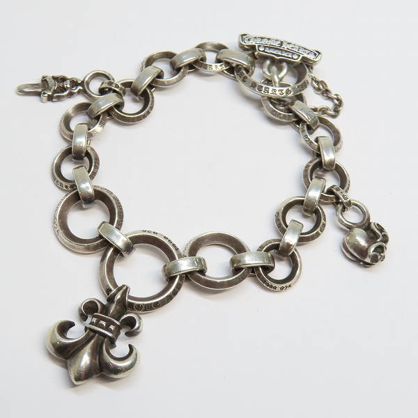 実際に弊社で買取させて頂いた【カスタム】CHROME HEARTS/クロムハーツ Oリング ブレスレットｗ/BSフレアチャームｗ/2スタックチャーム ダガー＆ハート