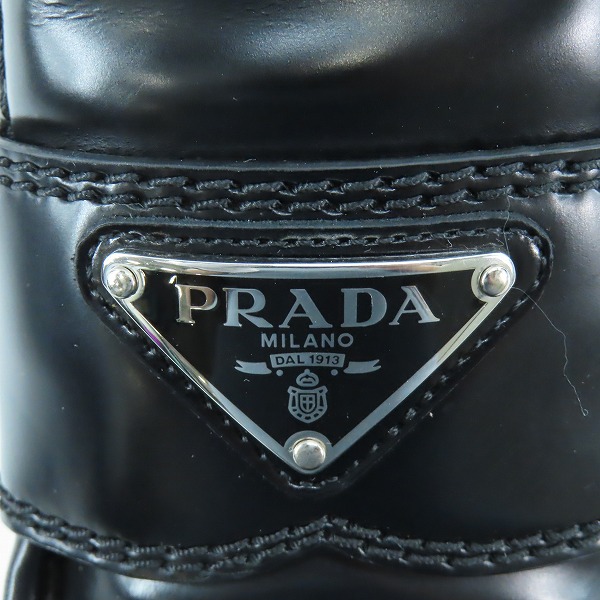 実際に弊社で買取させて頂いたPRADA/プラダ トライアングルロゴプレート チョコレートブラッシュドレザーローファーシューズ 2DE127/9.5の画像 6枚目