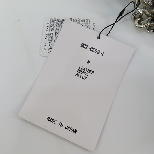 実際に弊社で買取させて頂いた【未使用】mastermind JAPAN/マスターマインドジャパン 喜平チェーン ロゴ刺繍 レザーベルト MC2-BE08-1/Mの画像 7枚目