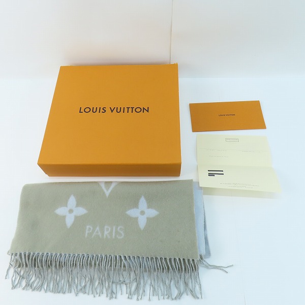 実際に弊社で買取させて頂いたLOUIS VUITTON/ルイヴィトン エシャルプレイキャビック マフラー グレージュ カシミヤ100％ M70462の画像 6枚目